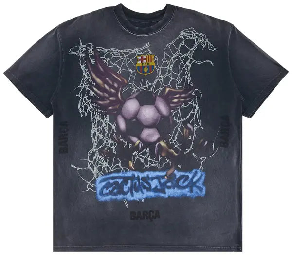 Cactus Jack by Travis Scott x FC Barcelona Washed Spray Logo Tee 'Black'
