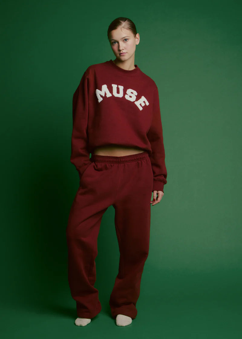 Muse Heavyweight Straight Joggers - Wine