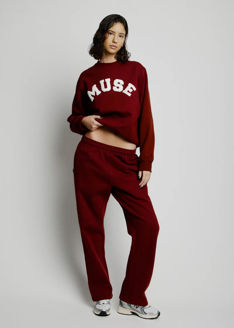 Muse Heavyweight Straight Joggers - Wine