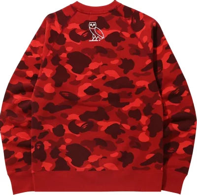 BAPE x OVO Color Camo Crewneck Red