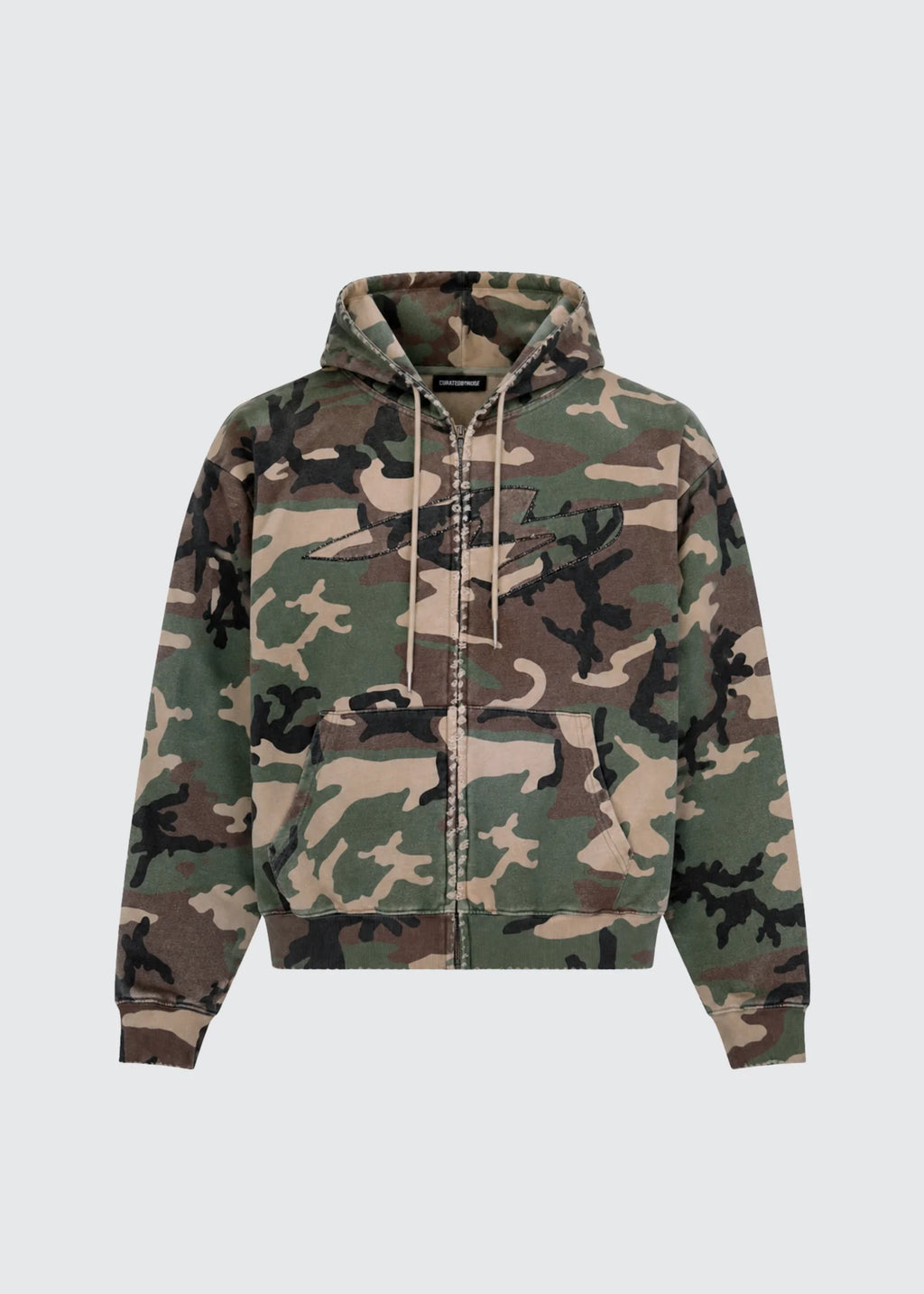 French Terry Zip Up Hoodie - Woodland Camo