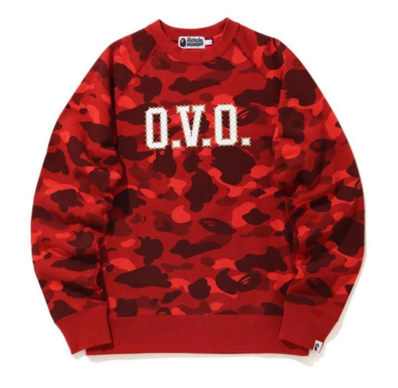 BAPE x OVO Color Camo Crewneck Red